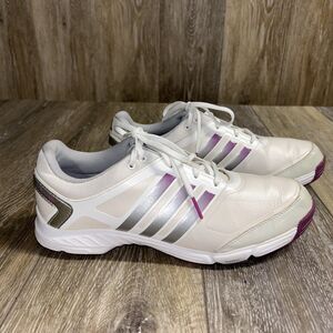 Adidas Golf Shoes Womens US 8 Adipower TR White Purple AdiWear Soft Spike Cleats